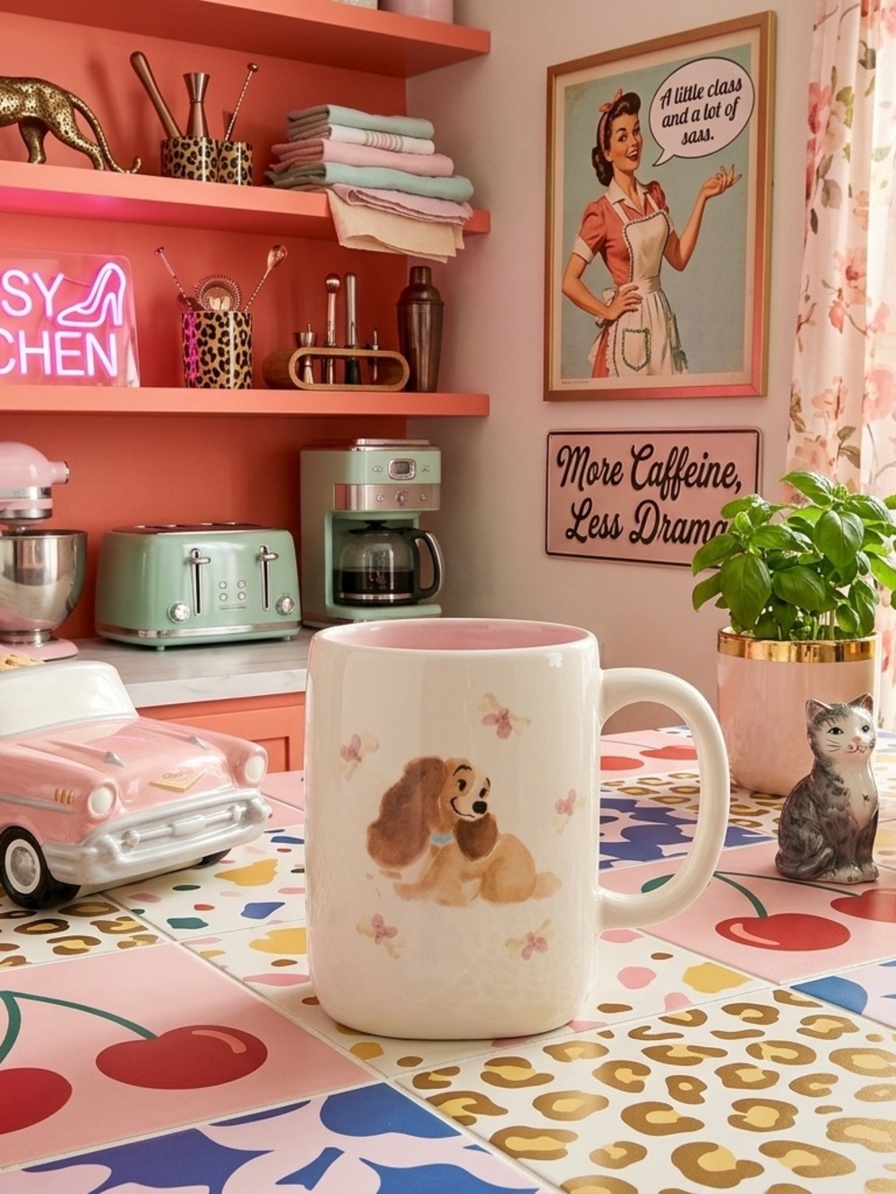 Rae Dunn Disney Lady and the Tramp Mug Pink Interior Classy & Sass Coquette